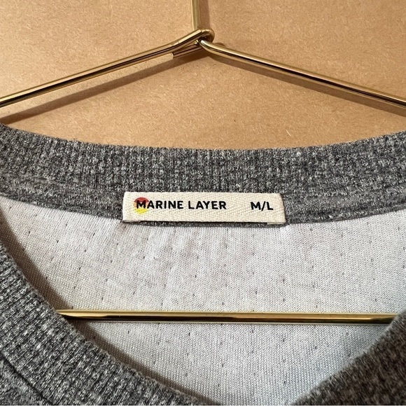 Marine Layer | Men’s Double Knit Henley Long Sleeve Pullover Shirt Grey Size M/L - Picture 3 of 12